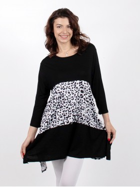 Sleeved Fashion Top W/ Leopard Print Pattern 